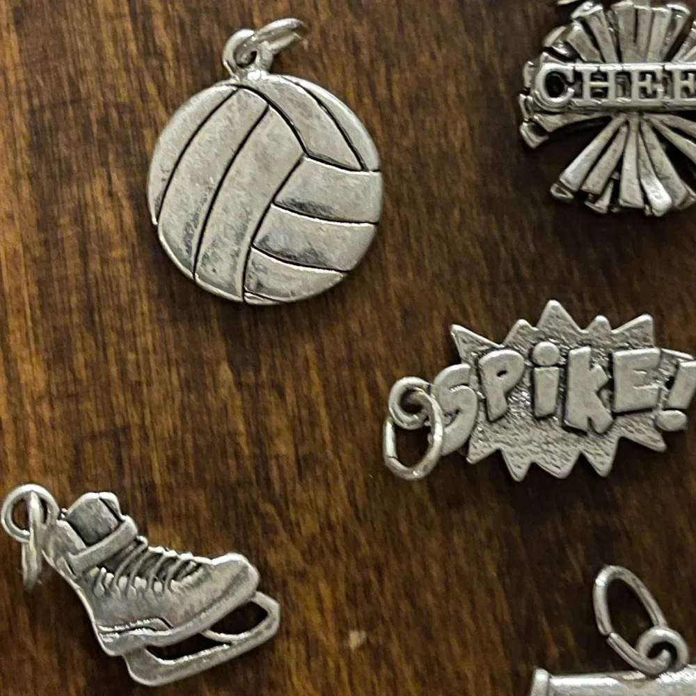 5 necklace sports charms pendants volleyball cheer ice skating